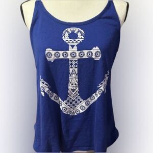 No Boundaries Blue Anchor Tank Top